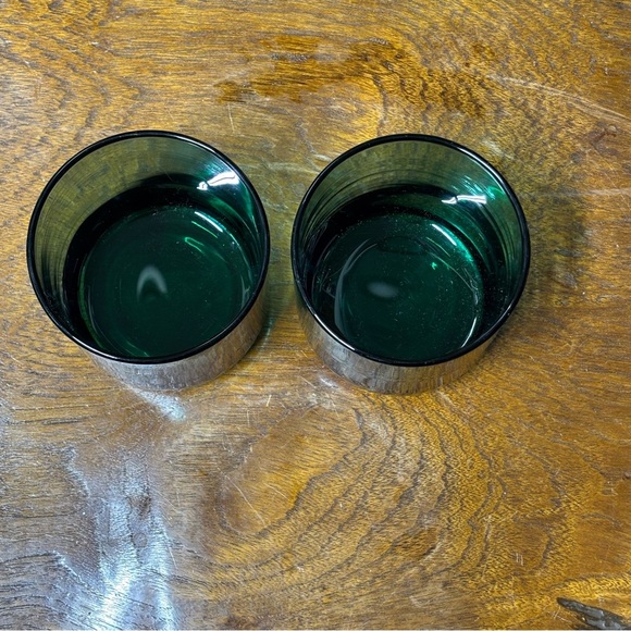 Set of two vintage Libbey Metropolitan whisky glasses in juniper green - Picture 2 of 5